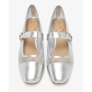 New Sam Edelman Miranda Buckle Ballet Flat in Silver Size 9